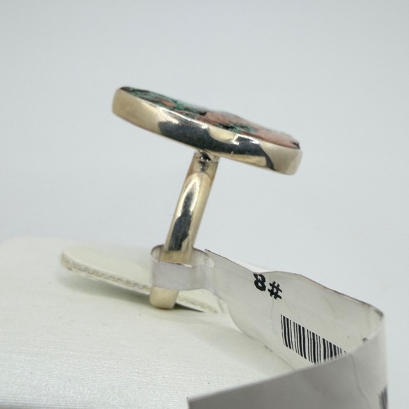 NWT 22x16mm Copper and Turquoise raw solitaire ring in sterling silver! - Picture 9 of 13